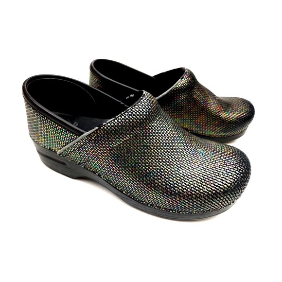 Dansko Black Iridescent Clogs Size 40 (US 9.5-10) Bead Texture - Picture 4 of 12